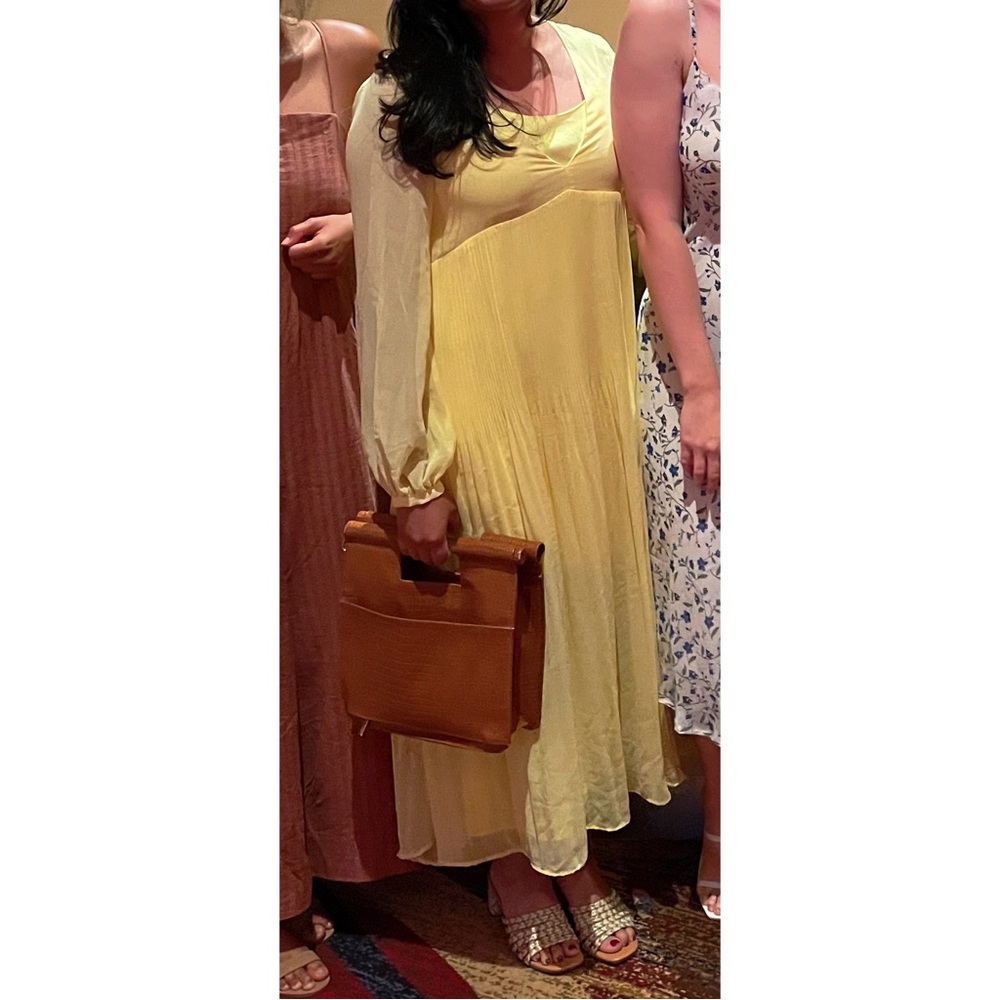 Zara Pleated Midi Midaxi Maxi Butter Yellow Summer Spring Dress - Picture 6 of 6